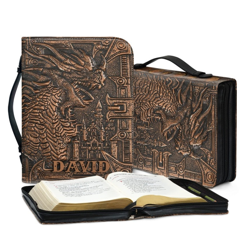 Personalized Dragon-Scale Armor of God Bible Cover - Custom Name Faith Accessory | CHRISTIANARTBAG CABBBCV02120424.