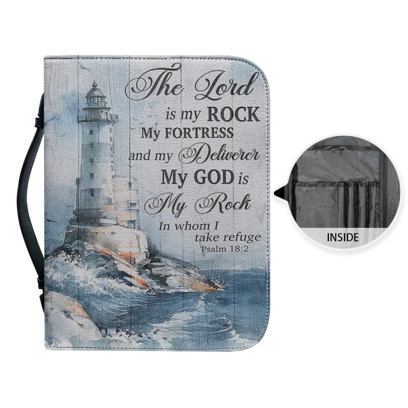 Christianartbag Bible Cover, The Lord Is My Rock Bible Cover, Personalized Bible Cover, Christ Lighthouse Bible Cover, Christian Gifts, CAB02021123. - Christian Art Bag