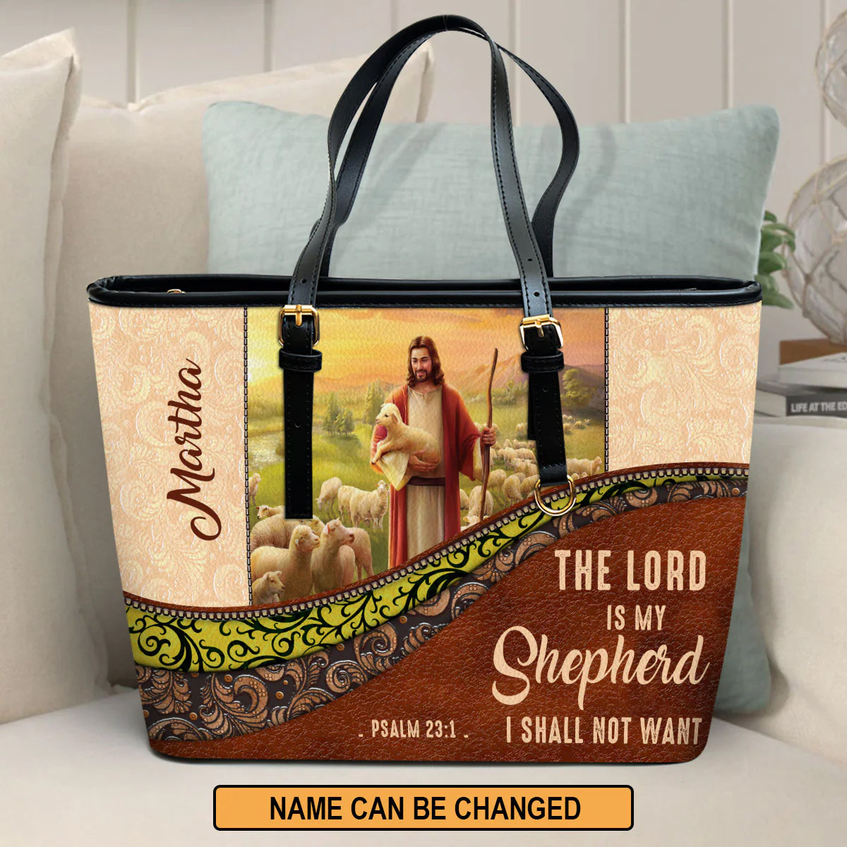 Christianart Designer Handbags, The Lord Is My Shepherd PSALM 23:1, Personalized Gifts, Gifts for Women. - Christian Art Bag