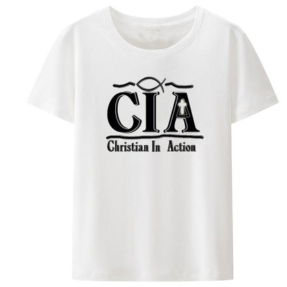 Christianartbag Funny T-Shirt, Christian Is Action, Cross T-Shirt, Christian humor, Funny religious shirts, Unisex T-shirt. - Christian Art Bag