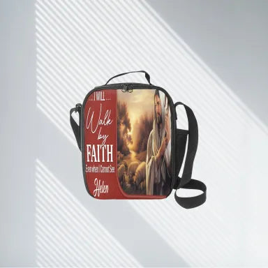 HPSP Checkbook Cover, PU Card Bag, I Will Walk By Faith Even When I Cannot See, Personalized Zippere - Christian Art Bag