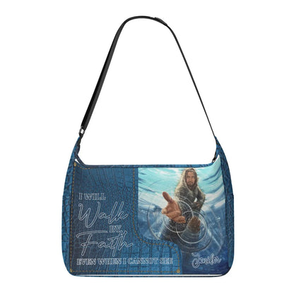 HPSP Checkbook Cover, Personalized Card Bag, I Will Walk By Faith Even When I Cannot See. - Christian Art Bag