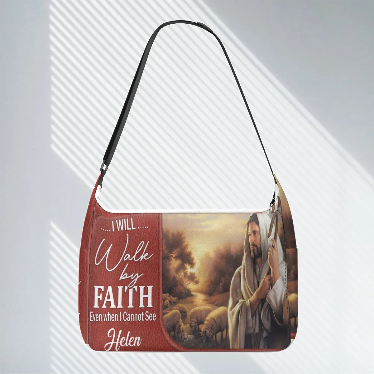 HPSP Checkbook Cover, PU Card Bag, I Will Walk By Faith Even When I Cannot See, Personalized Zippere - Christian Art Bag