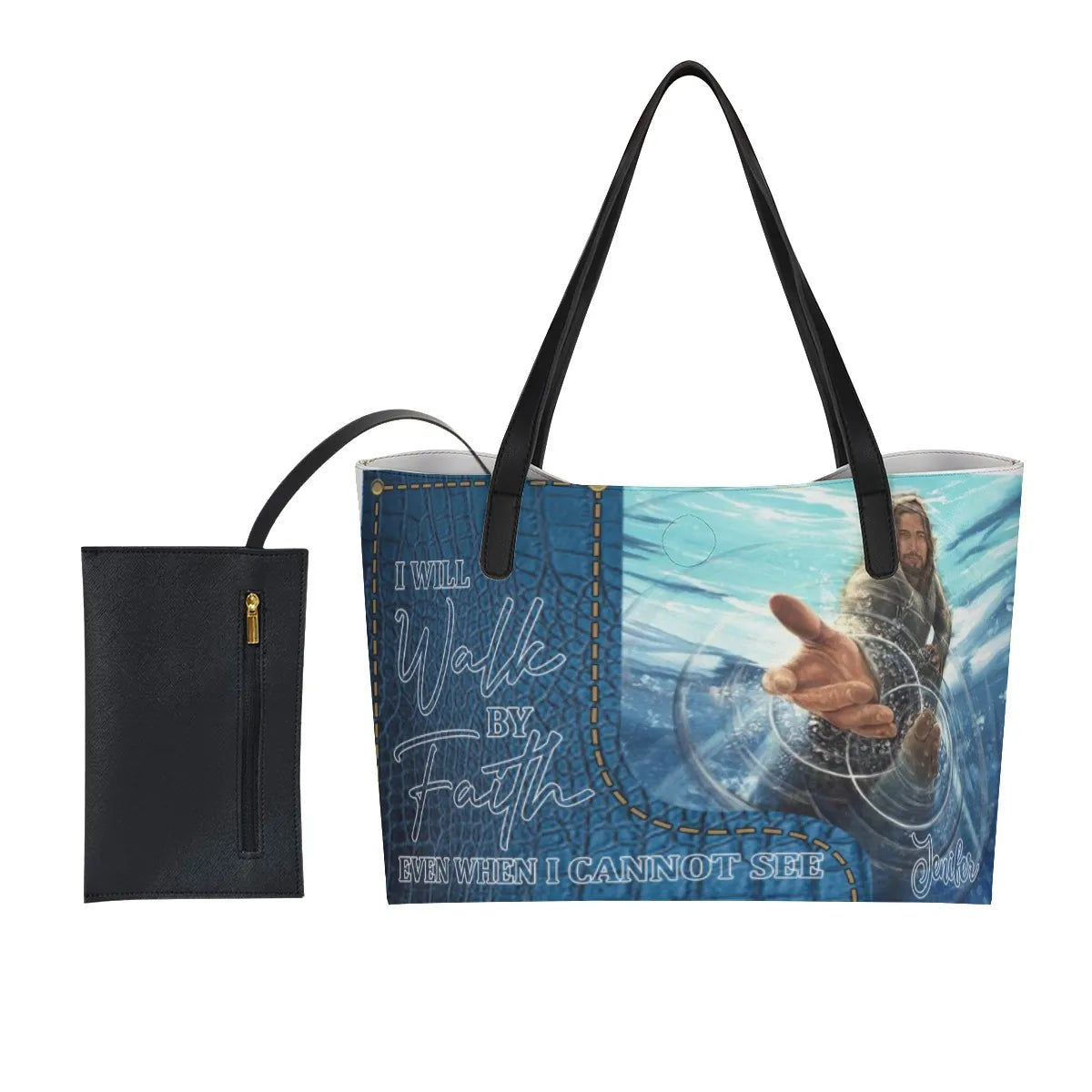 HPSP Checkbook Cover, Personalized Card Bag, I Will Walk By Faith Even When I Cannot See. - Christian Art Bag