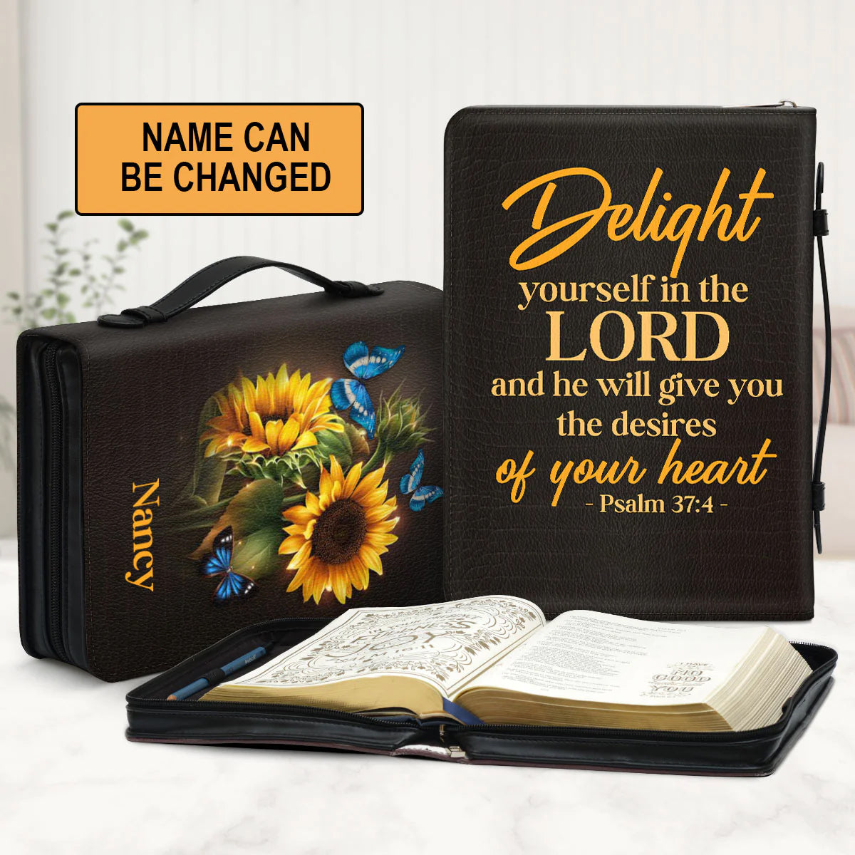 Christianart Bible Cover, Sunflower Bible Cover, Personalized Gifts for Pastor, Gifts For Women, Gifts For Men. - Christian Art Bag