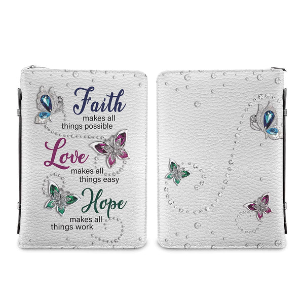 Christianart Bible Cover, Faith Butterfly Faith Love Hope, Personalized Gifts for Pastor, Gifts For Women, Gifts For Men. - Christian Art Bag