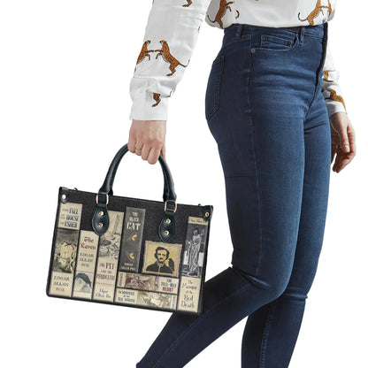 Christianartbag Novel Bags, Personalized Leather Handbags for Literary Enthusiasts, Edgar Allan Poe Leather Handbag, CABHN02281223. - Christian Art Bag