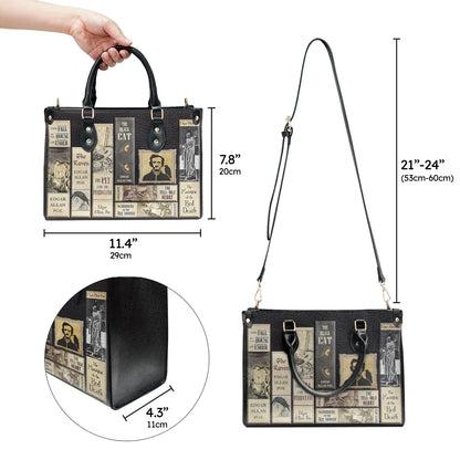 Christianartbag Novel Bags, Personalized Leather Handbags for Literary Enthusiasts, Edgar Allan Poe Leather Handbag, CABHN02281223. - Christian Art Bag