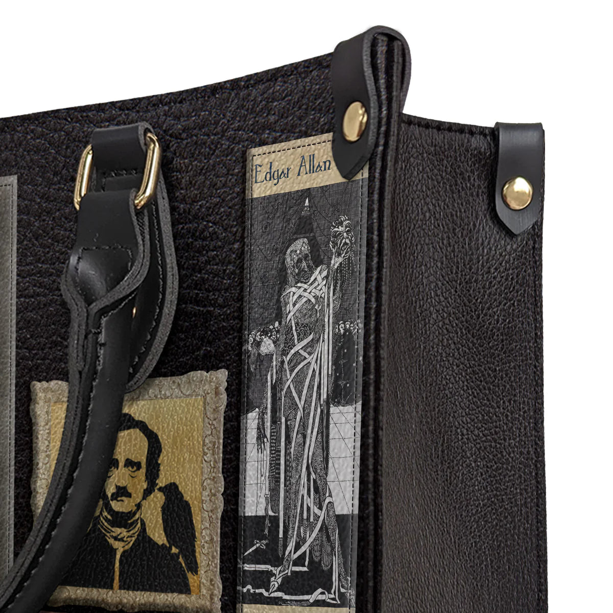 Christianartbag Novel Bags, Personalized Leather Handbags for Literary Enthusiasts, Edgar Allan Poe Leather Handbag, CABHN02281223. - Christian Art Bag