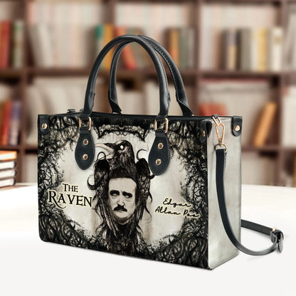 Christianartbag Novel Bags, Personalized Leather Handbags for Literary Enthusiasts, The Raven Edgar Allan Poe Leather Handbag, CABHN05281223. - Christian Art Bag