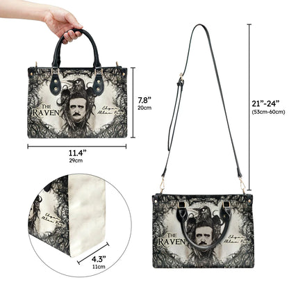 Christianartbag Novel Bags, Personalized Leather Handbags for Literary Enthusiasts, The Raven Edgar Allan Poe Leather Handbag, CABHN05281223. - Christian Art Bag