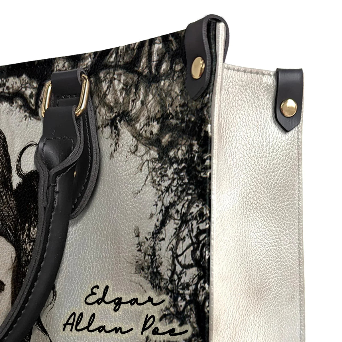 Christianartbag Novel Bags, Personalized Leather Handbags for Literary Enthusiasts, The Raven Edgar Allan Poe Leather Handbag, CABHN05281223. - Christian Art Bag