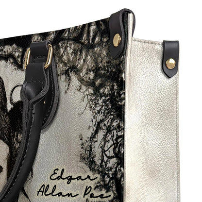 Christianartbag Novel Bags, Personalized Leather Handbags for Literary Enthusiasts, The Raven Edgar Allan Poe Leather Handbag, CABHN05281223. - Christian Art Bag