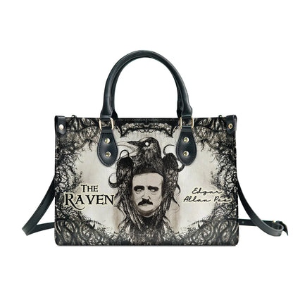 Christianartbag Novel Bags, Personalized Leather Handbags for Literary Enthusiasts, The Raven Edgar Allan Poe Leather Handbag, CABHN05281223. - Christian Art Bag