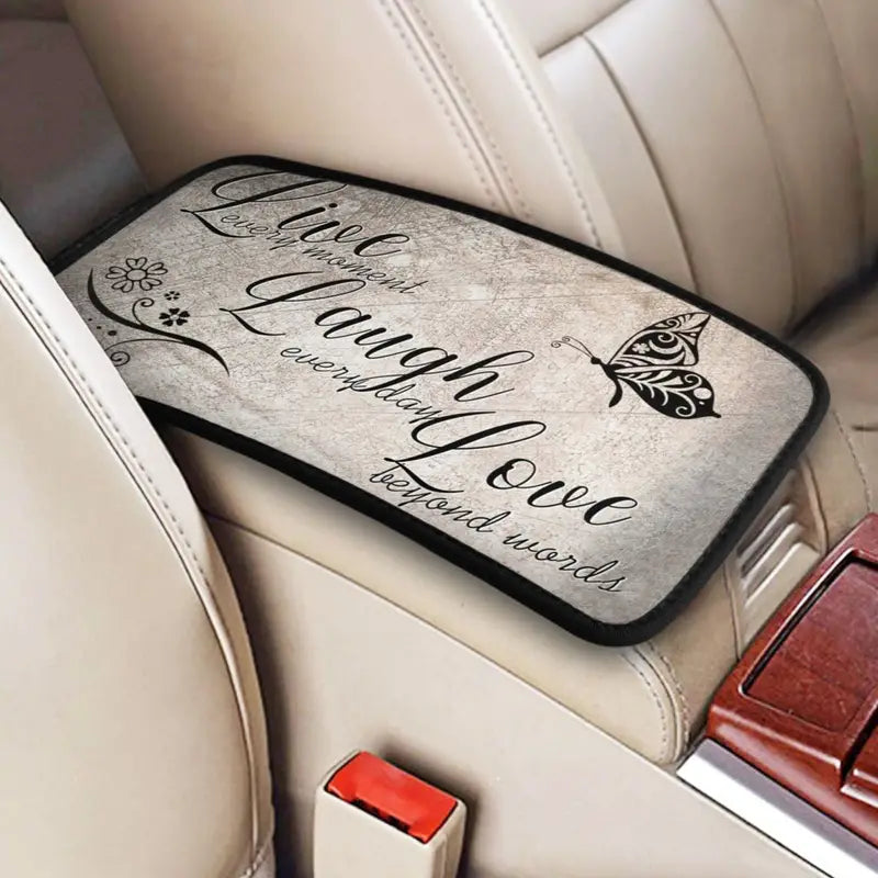 Christianartbag Armrest Accessories Car, Enhance Comfort and Protect Your Armrest with the Live Laugh Love Center Console Armrest Pad, CAB07260923. - Christian Art Bag