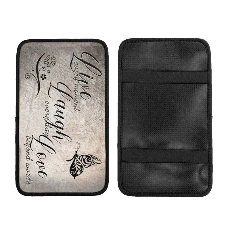 Christianartbag Armrest Accessories Car, Enhance Comfort and Protect Your Armrest with the Live Laugh Love Center Console Armrest Pad, CAB07260923. - Christian Art Bag