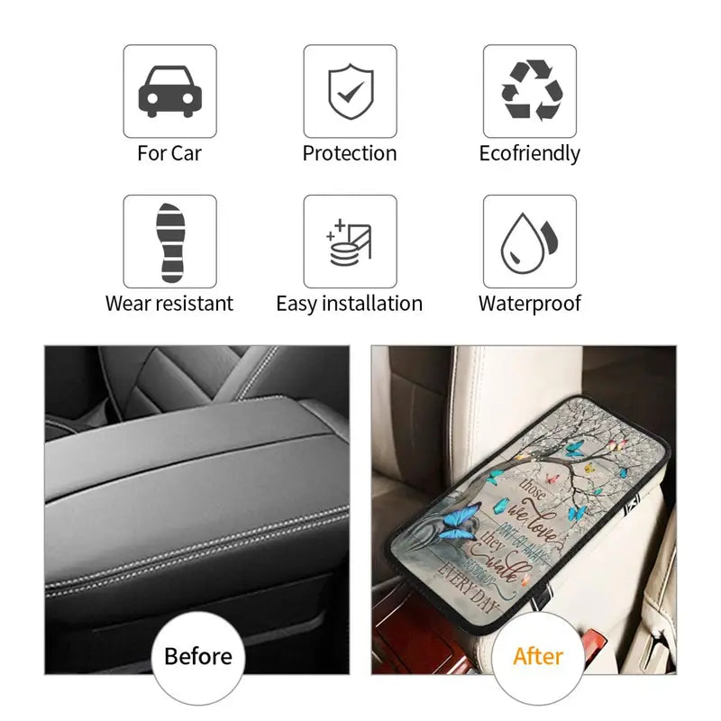 Christianartbag Armrest Accessories Car, Enhance Comfort and Protect Your Armrest with the Butterfly Center Console Armrest Pad, CAB01260923. - Christian Art Bag