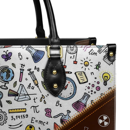 Christianartbag Teacher Bags, Custom Leather Handbags for Teachers, Gift For Teacher, Design Handbag, Science Teacher Chemical Elements Handbag, CAB06281223. - Christian Art Bag