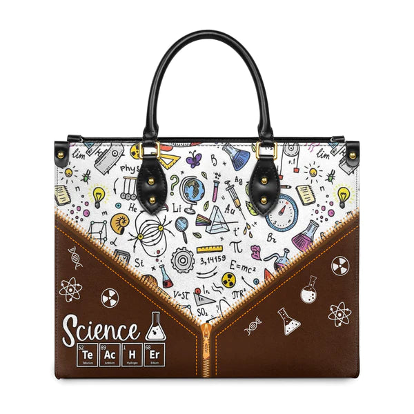 Christianartbag Teacher Bags, Custom Leather Handbags for Teachers, Gift For Teacher, Design Handbag, Science Teacher Chemical Elements Handbag, CAB06281223. - Christian Art Bag