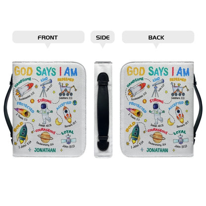 Christianartbag Bible Cover, God Says I Am Bible Cover, Personalized Bible Cover, Galaxy Leader Bible Cover, Bible Cover For Kids, Christian Gifts, CAB04281123. - Christian Art Bag