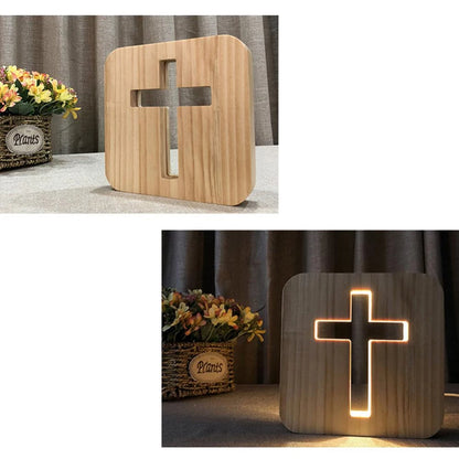 Christianartbag Home Decor, 1Pc 3D Wooden Cross USB Night Light LED Table Lamp Novelty Kids Bedroom Coffee Shop Decoration Christian Gift Dropshipping - Christian Art Bag