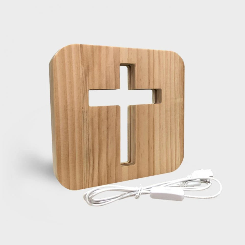 Christianartbag Home Decor, 1Pc 3D Wooden Cross USB Night Light LED Table Lamp Novelty Kids Bedroom Coffee Shop Decoration Christian Gift Dropshipping - Christian Art Bag