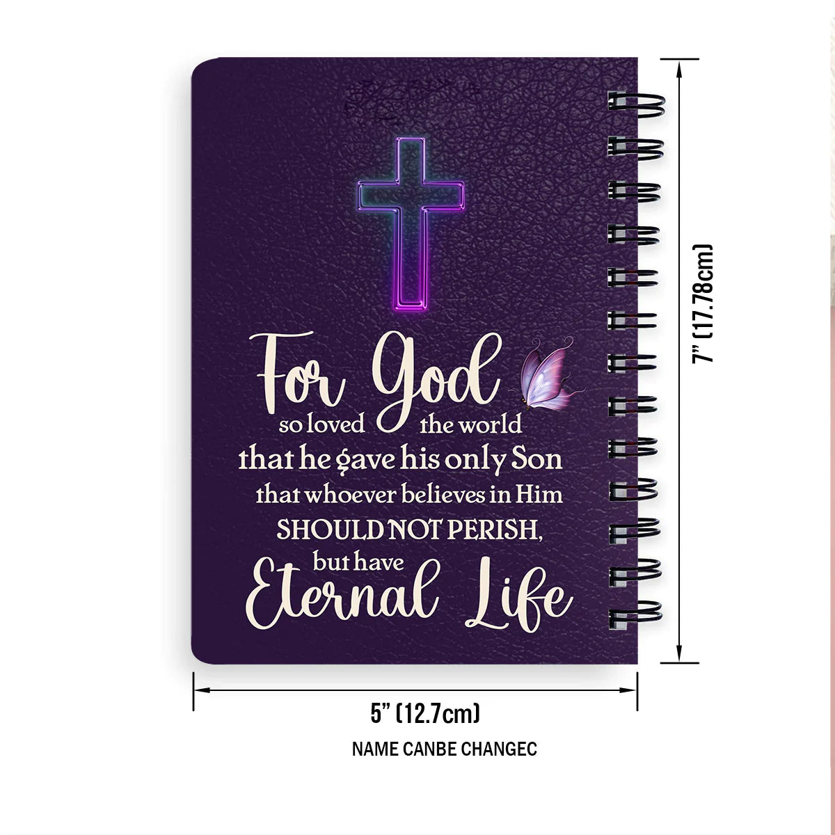 Christianart Spiral Journal, For GOD So Loved The World, Personalized Spiral Journal, Jesus Spiral Journal. - Christian Art Bag