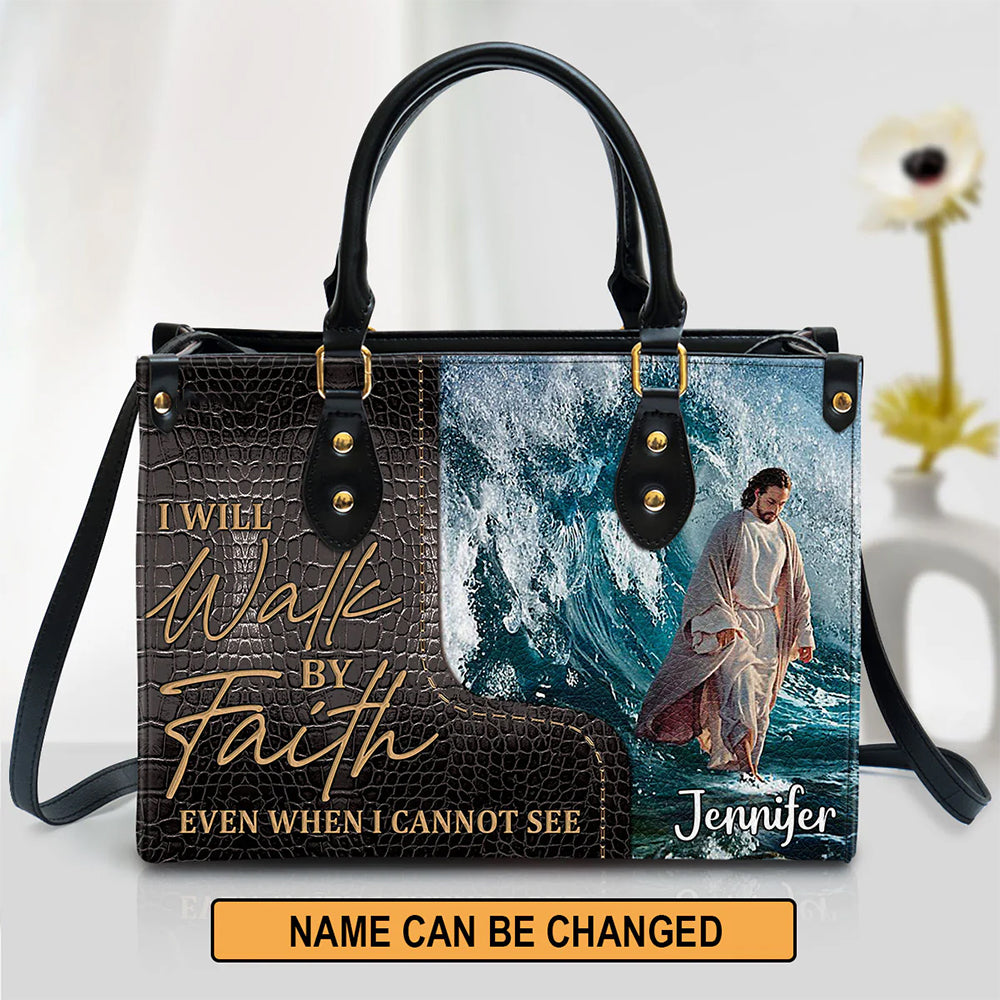 HPSP Checkbook Cover, I Will Walk By Faith Even When I Cannot See, Personalized Zippered, Card Bag. - Christian Art Bag