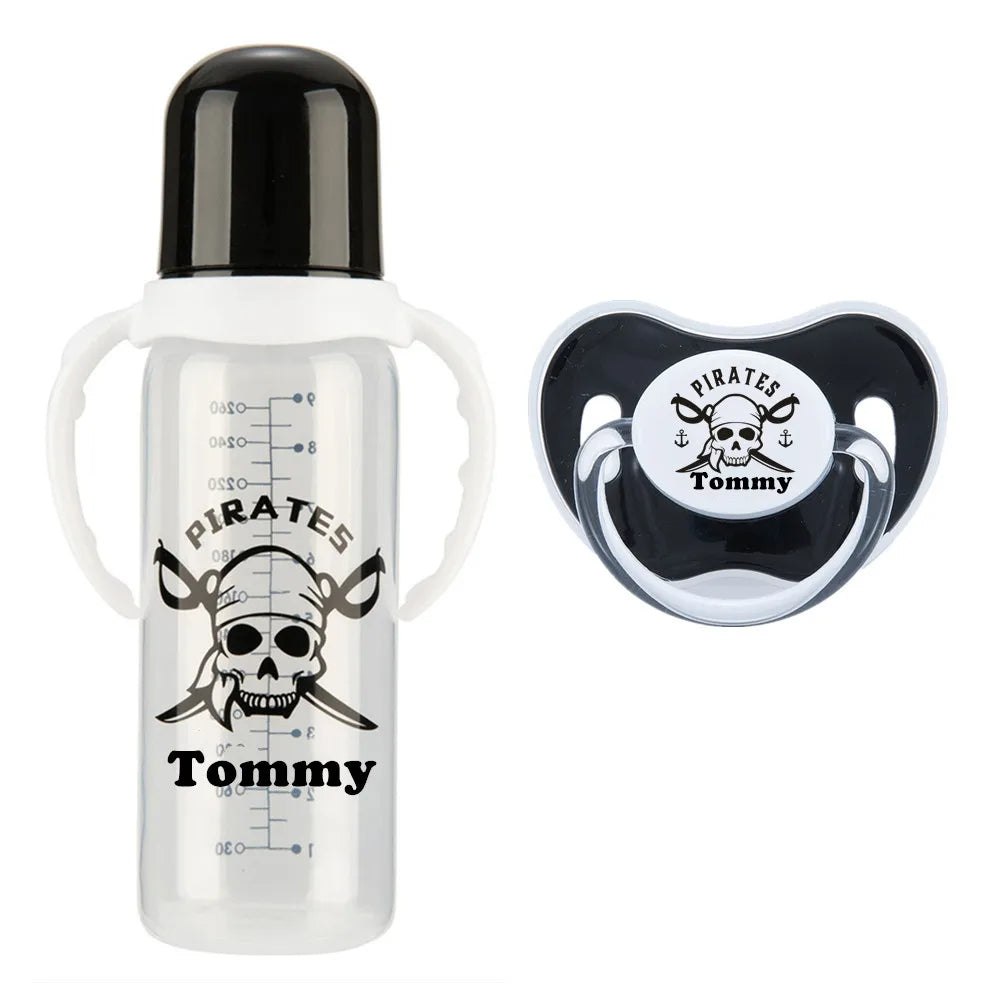 Personalized Baby Bottle – Custom Name Zebra Baby Feeding Bottle & Pacifier Set | BPA-Free | 260ml