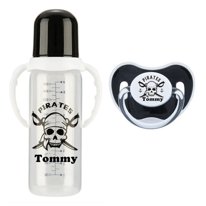 Personalized Baby Bottle – Custom Name Zebra Baby Feeding Bottle & Pacifier Set | BPA-Free | 260ml
