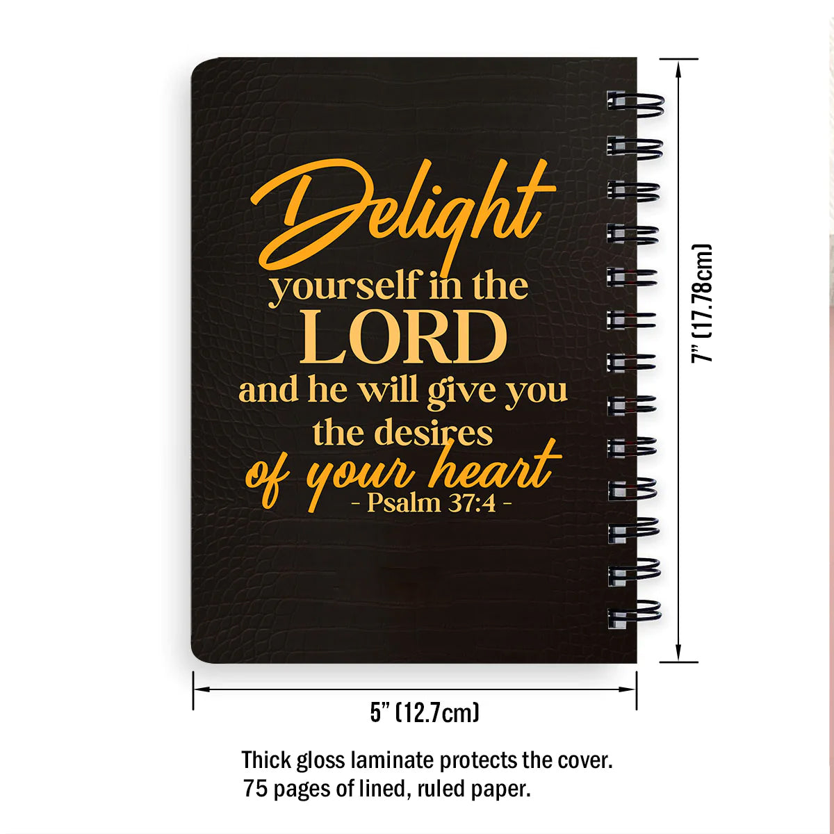 Christianart Spiral Journal, Delight Yourself In The Lord, Personalized Spiral Journal, Jesus Spiral Journal. - Christian Art Bag