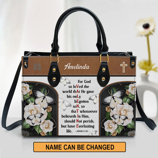 Christianart Handbag, Christian Valentines Day Ideas John 3:16, For God So Loved The World, Personalized Gifts, Gifts for Women. - Christian Art Bag