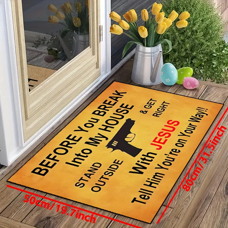 Christianartbag Door Mats, 1pc Funny Coir Doormat, Before You Break Into My House, Stand Outside Front Door Mat Entryway Outdoor Mat With Heavy Duty Front Porch Welcome Mats Entry Natural Coconut Brown Mat, CABDM04170923. - Christian Art Bag