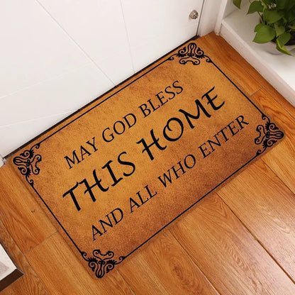 Christianartbag Door Mats, 1pc Home Entrance Door Mat, Welcome Door Mat,"May GOD This Home And All Who Enter" Bless Printed Indoor&Outdoor Welcome Mat CABDM01180923. - Christian Art Bag