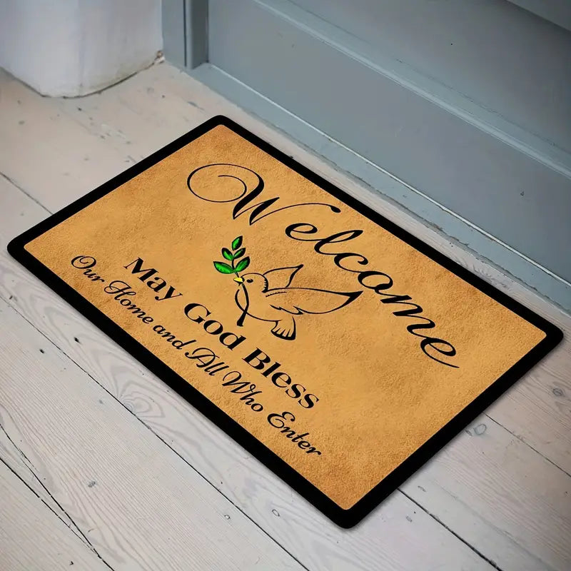 Christianartbag Door Mats, 1pc Welcome Door Mat, Non-slip Floral Front Door, Outdoor Indoor Entrance Mat, Welcome Mat, Machine Washable, Suitable For Family, Living Room, CABDM05170923. - Christian Art Bag