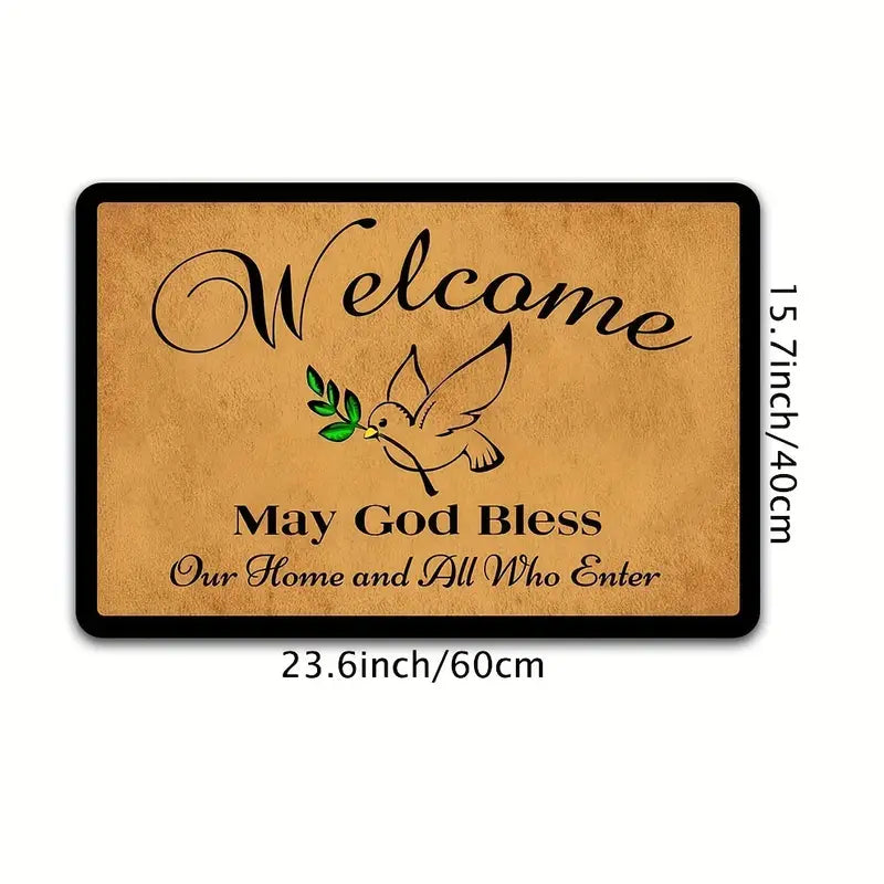 Christianartbag Door Mats, 1pc Welcome Door Mat, Non-slip Floral Front Door, Outdoor Indoor Entrance Mat, Welcome Mat, Machine Washable, Suitable For Family, Living Room, CABDM05170923. - Christian Art Bag