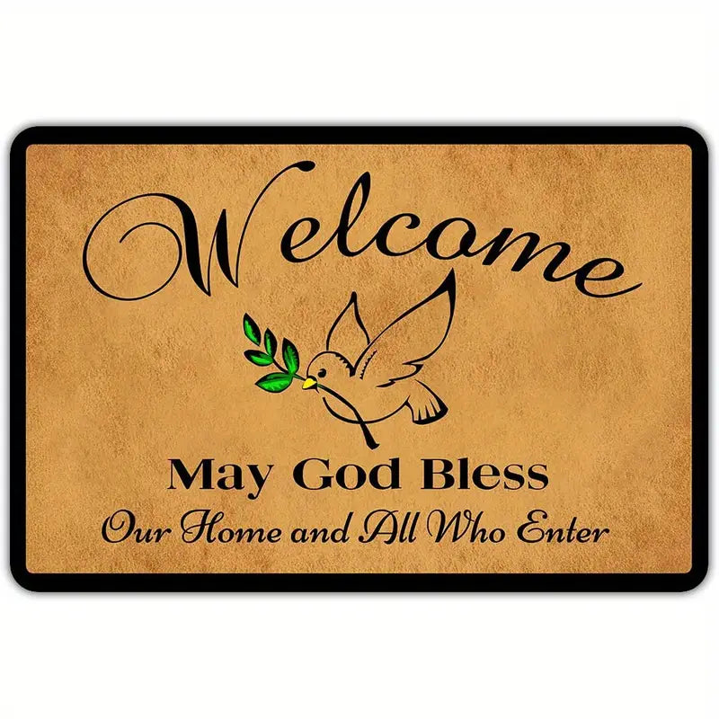 Christianartbag Door Mats, 1pc Welcome Door Mat, Non-slip Floral Front Door, Outdoor Indoor Entrance Mat, Welcome Mat, Machine Washable, Suitable For Family, Living Room, CABDM05170923. - Christian Art Bag