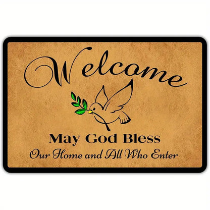 Christianartbag Door Mats, 1pc Welcome Door Mat, Non-slip Floral Front Door, Outdoor Indoor Entrance Mat, Welcome Mat, Machine Washable, Suitable For Family, Living Room, CABDM05170923. - Christian Art Bag