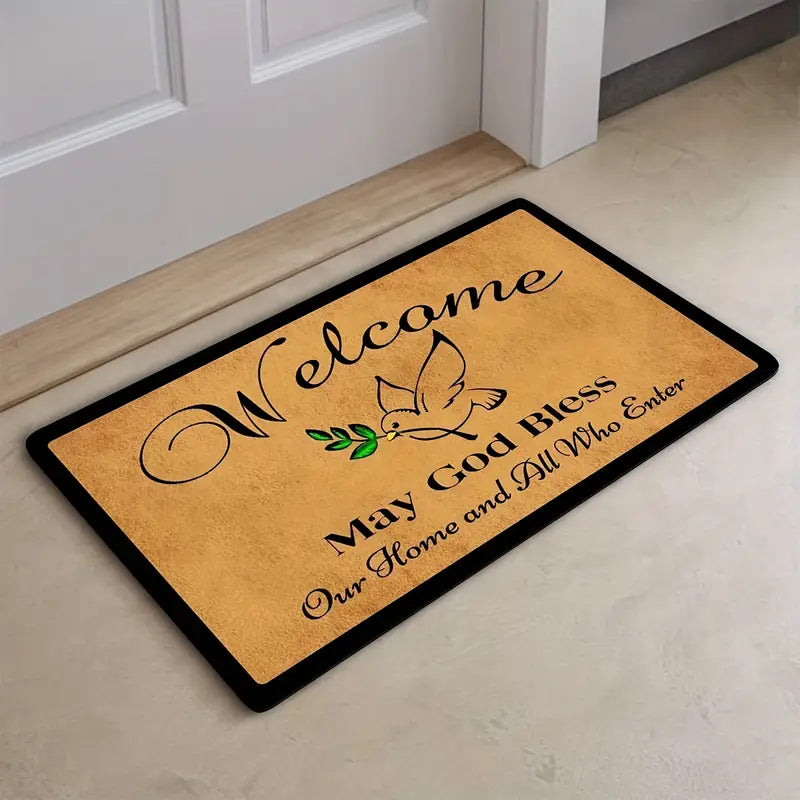 Christianartbag Door Mats, 1pc Welcome Door Mat, Non-slip Floral Front Door, Outdoor Indoor Entrance Mat, Welcome Mat, Machine Washable, Suitable For Family, Living Room, CABDM05170923. - Christian Art Bag