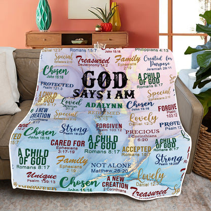 Christianart Blanket, God Says I Am, Christian Blanket, Bible Verse Blanket, Personalized Blanket, Christmas Gift, CABBK01111123. - Christian Art Bag