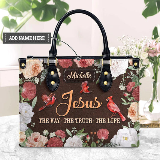 Christianart Designer Handbags, Jesus The Way The Truth The Life Cardinal Vintage Flower, Personalized Gifts, Gifts for Women, Christmas Gift. - Christian Art Bag