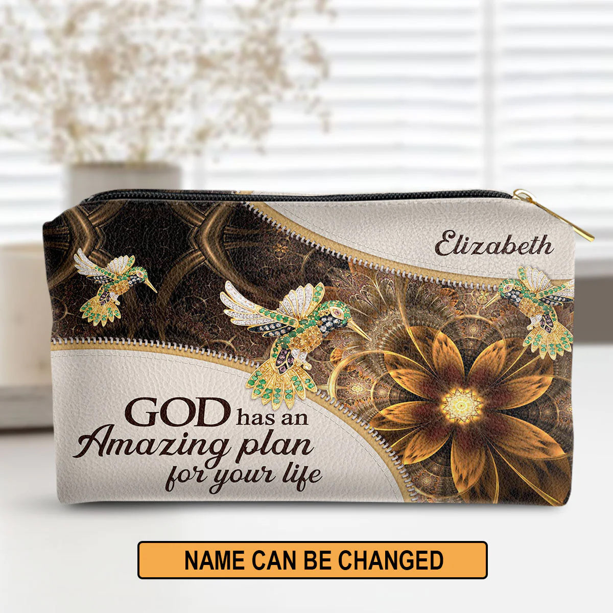 Christianartbag Makeup Cosmetic Bag, God Has An Amazing Plan For Your Life, Christmas Gift, Personalized Leather Cosmetic Bag. - Christian Art Bag