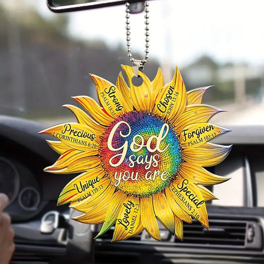 Christianartbag Ornament, Sunflower Ornament God Says You Are, Christmas Ornament, Christmas Gift, Personalized Ornament, CABOM01250923. - Christian Art Bag