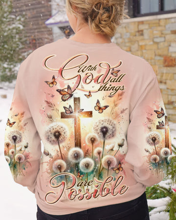 Christianartbag Clothing, With God All Things Are Possible Women's All Over Print Shirt, Graphic Hoodie, Christian Clothing, Christmas Gift, CABCT01131123. - Christian Art Bag