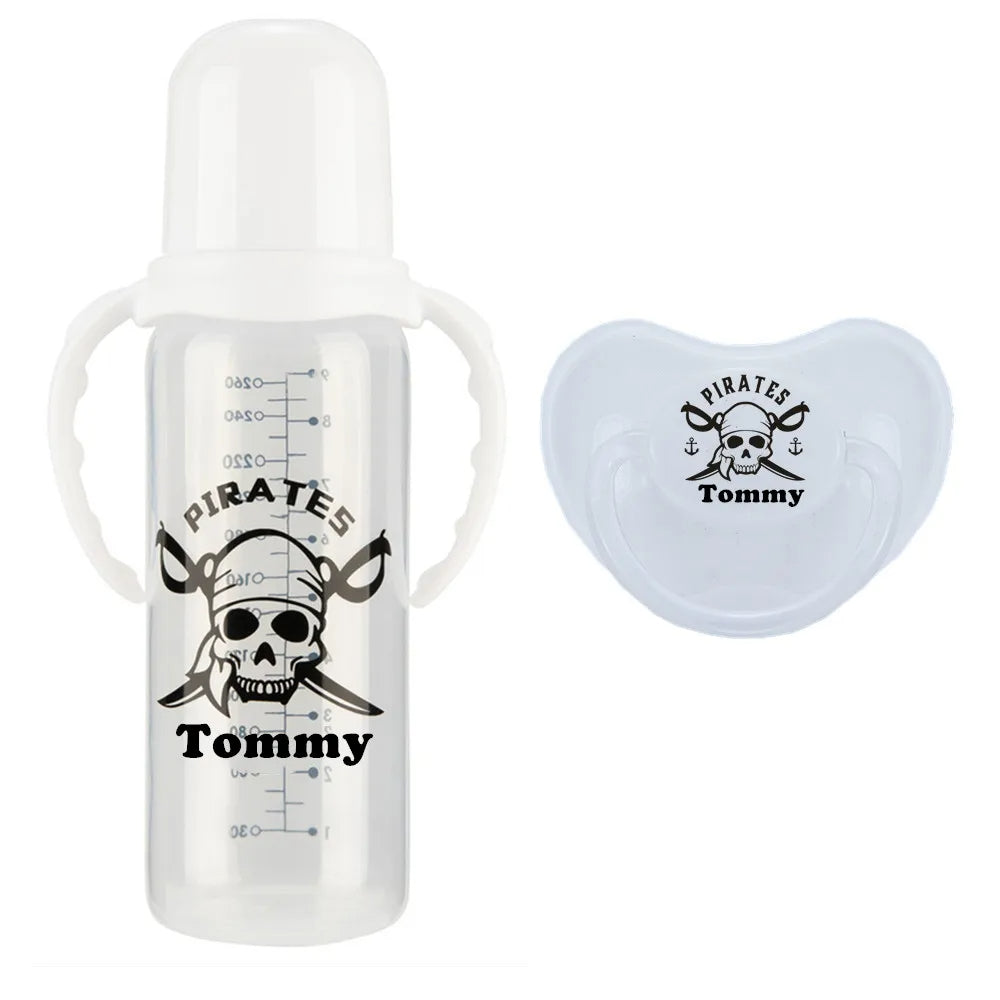 Personalized Baby Bottle – Custom Name Zebra Baby Feeding Bottle & Pacifier Set | BPA-Free | 260ml