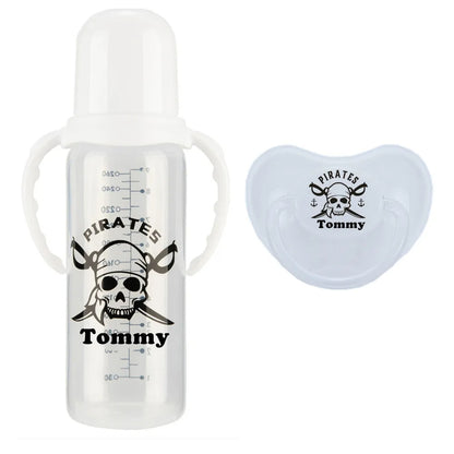 Personalized Baby Bottle – Custom Name Zebra Baby Feeding Bottle & Pacifier Set | BPA-Free | 260ml