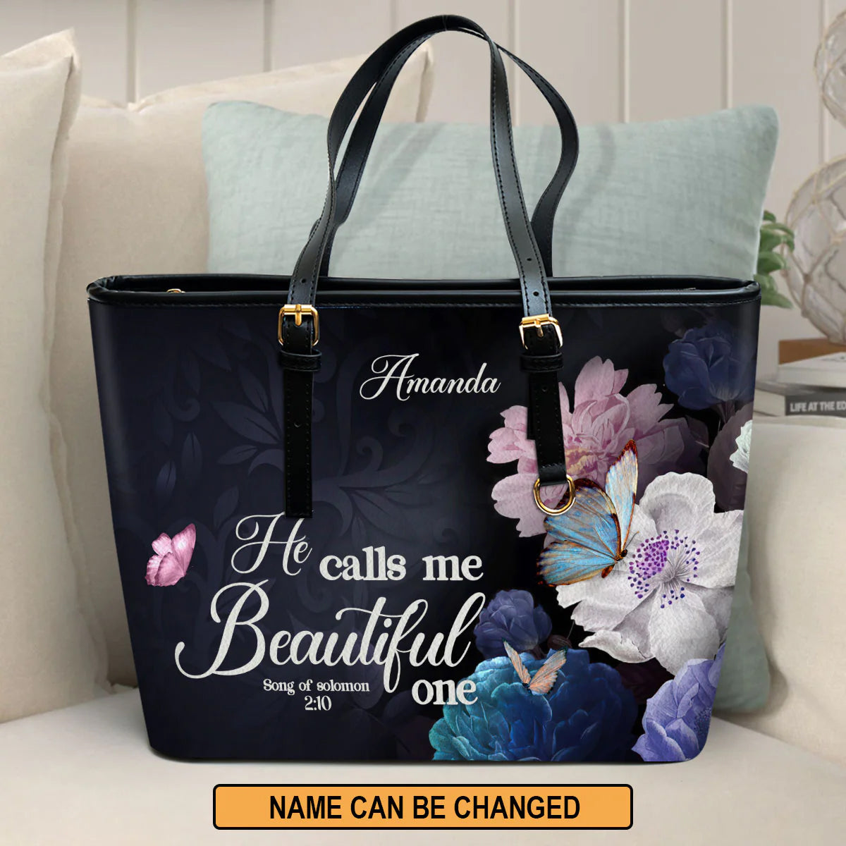 Christianart Handbag, Personalized Hand Bag, Solomon 2:10, He Calls Me Beautiful One, Personalized Gifts, Gifts for Women. - Christian Art Bag