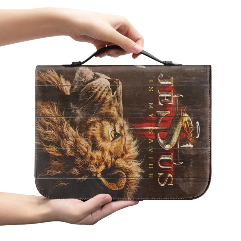 Personalized Bible Cover with Majestic Lion - CHRISTIANARTBAG Faith-Inspired Accessory