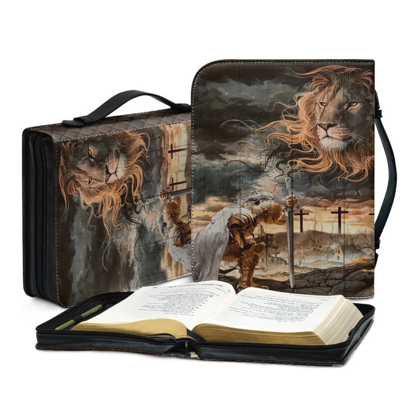 Personalized Bible Cover with Majestic Lion - CHRISTIANARTBAG Faith-Inspired Accessory