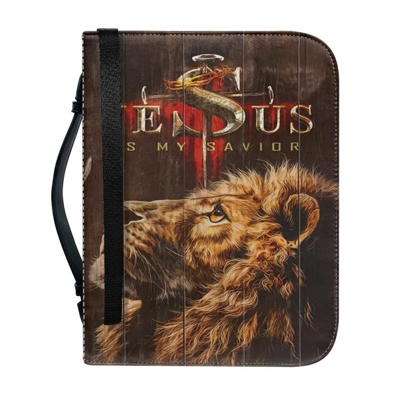 Personalized Bible Cover with Majestic Lion - CHRISTIANARTBAG Faith-Inspired Accessory